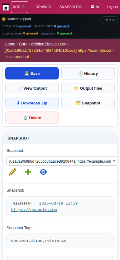 Archive result detail — mobile
