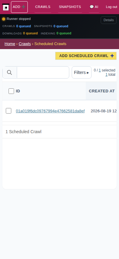 Crawl schedules — mobile