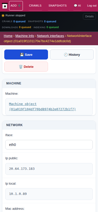 Network interface detail — mobile