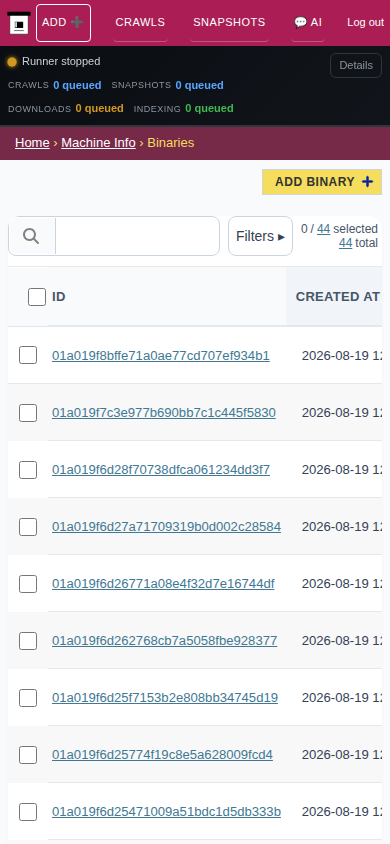 Binaries — mobile