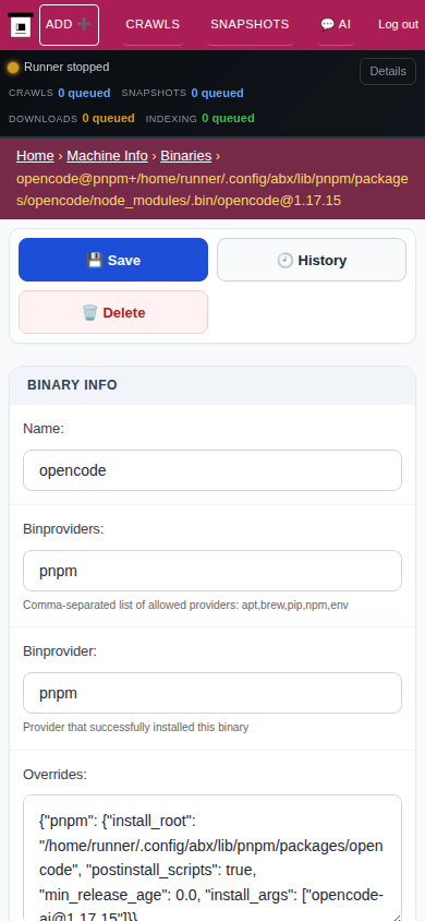 Binary detail — mobile