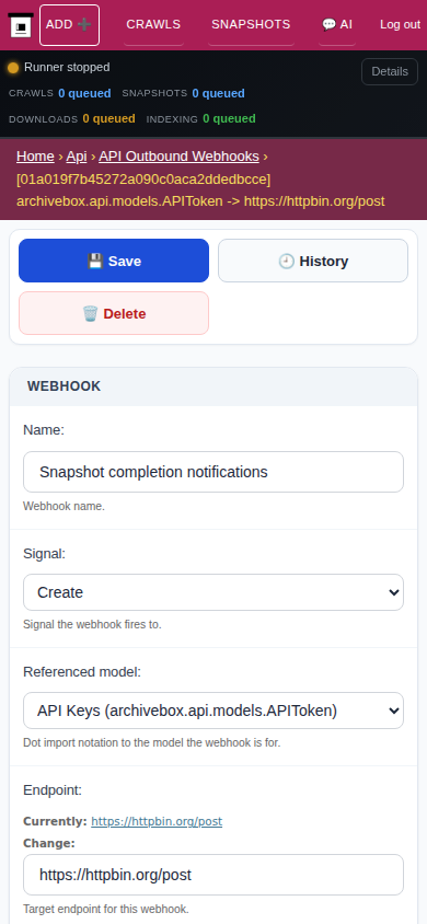 Webhook detail — mobile