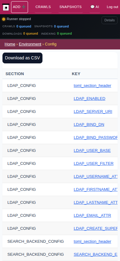 Configuration — mobile