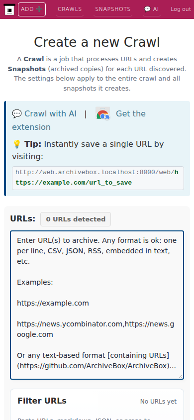 Add URLs — mobile