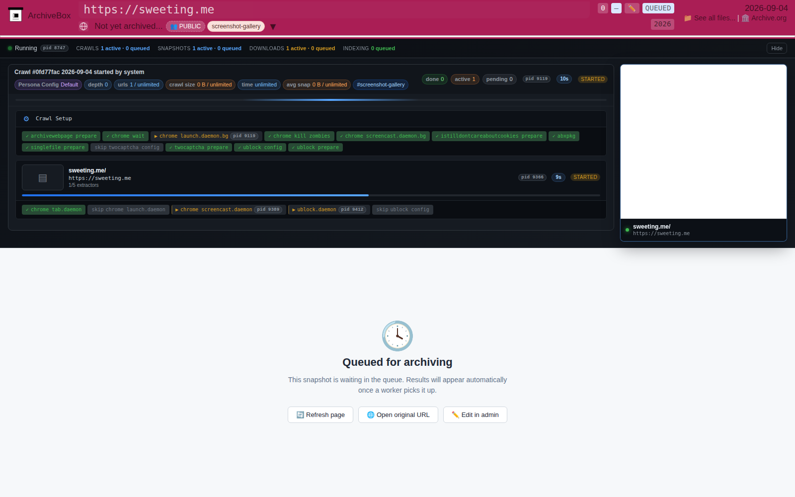 Snapshot View (capture in progress) — desktop