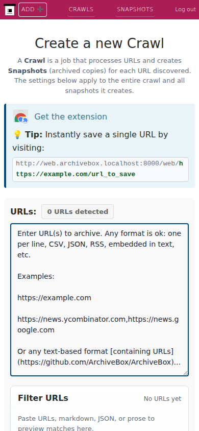 Add URLs — mobile