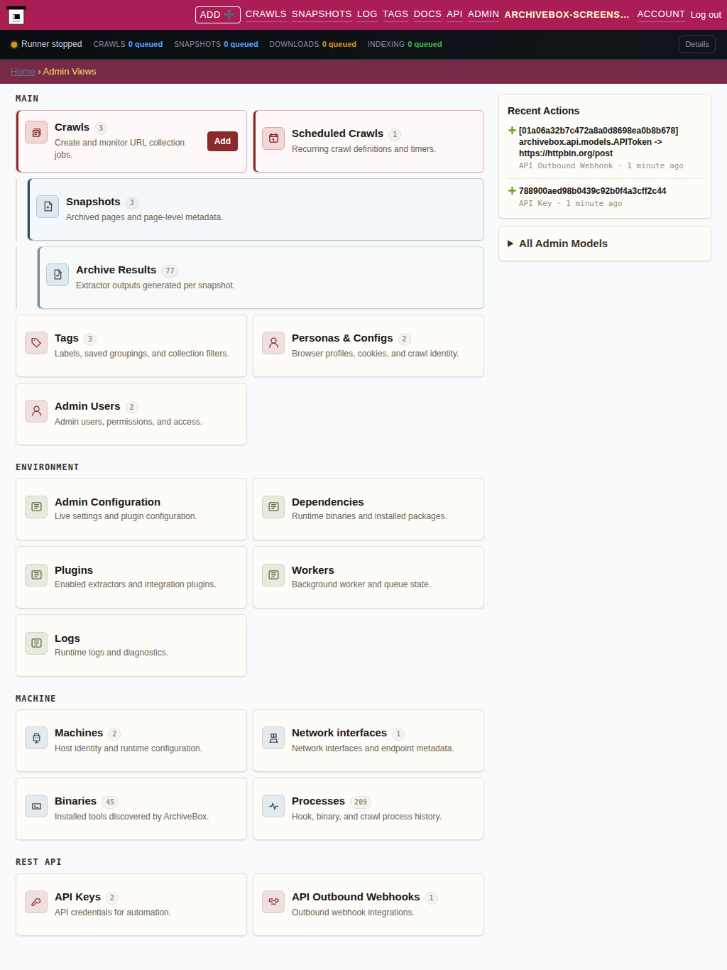Admin dashboard — tablet