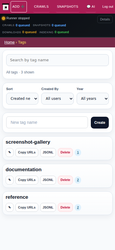 Tags — mobile