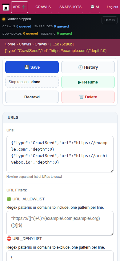 Crawl detail — mobile