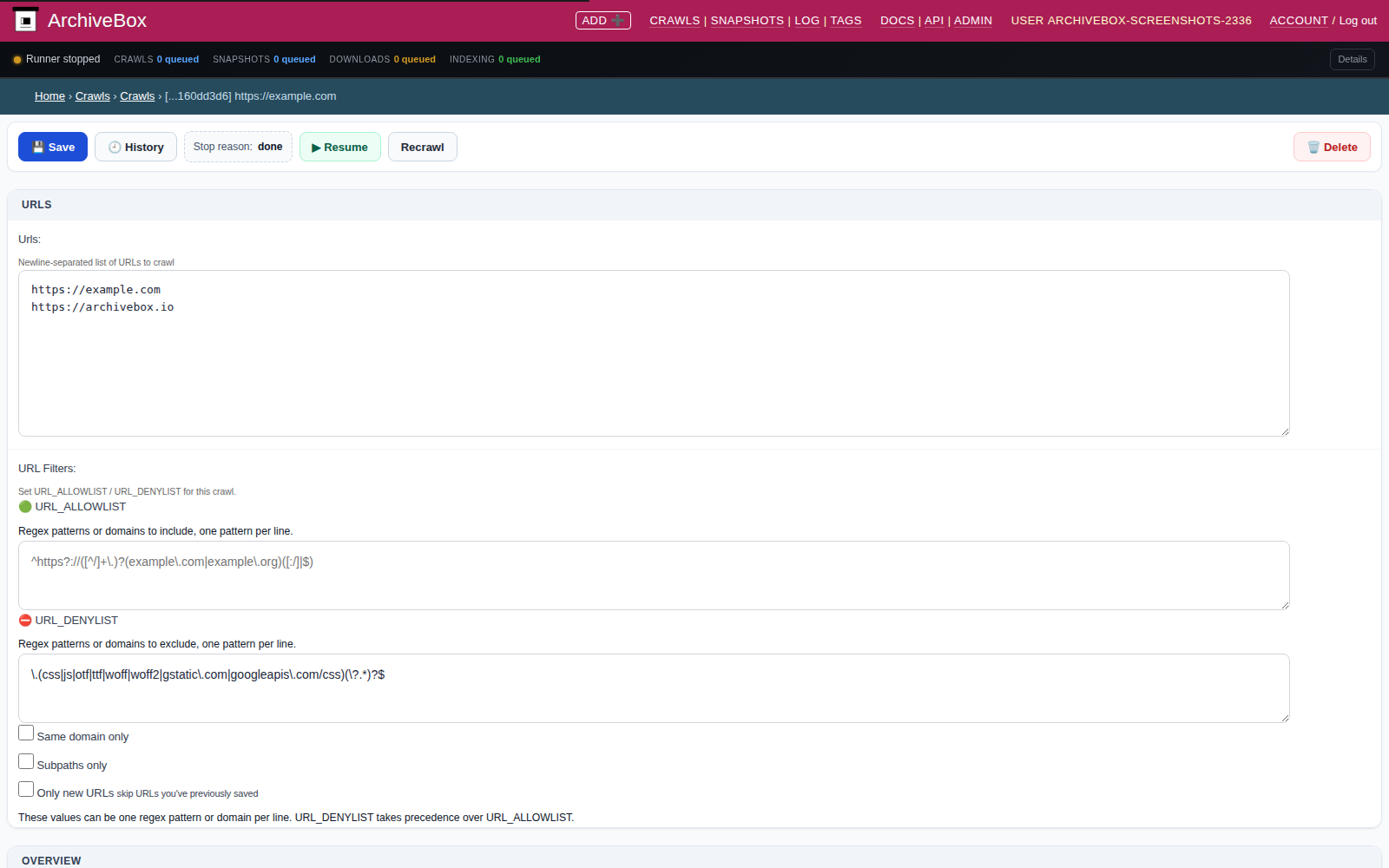 Crawl detail — desktop