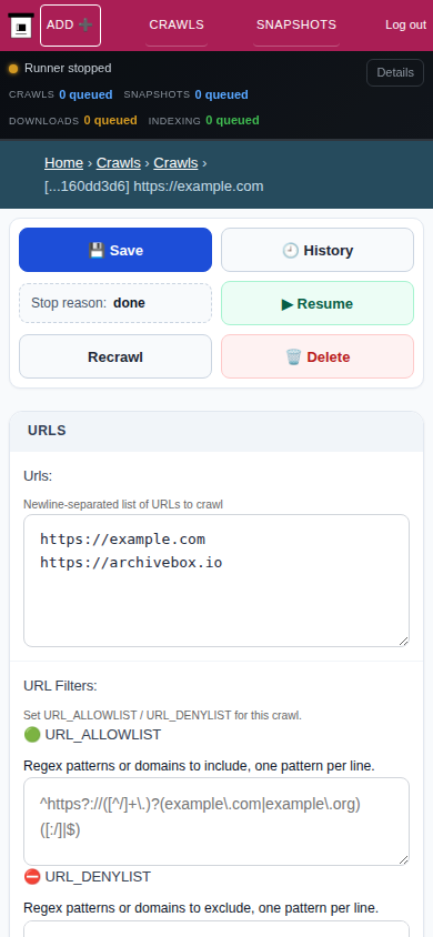 Crawl detail — mobile