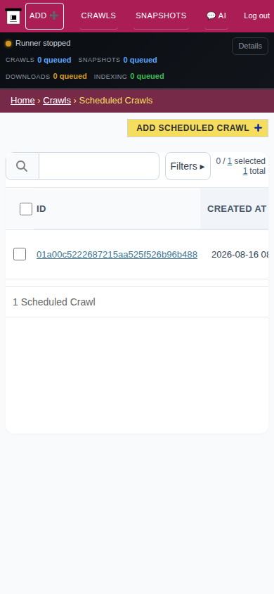 Crawl schedules — mobile