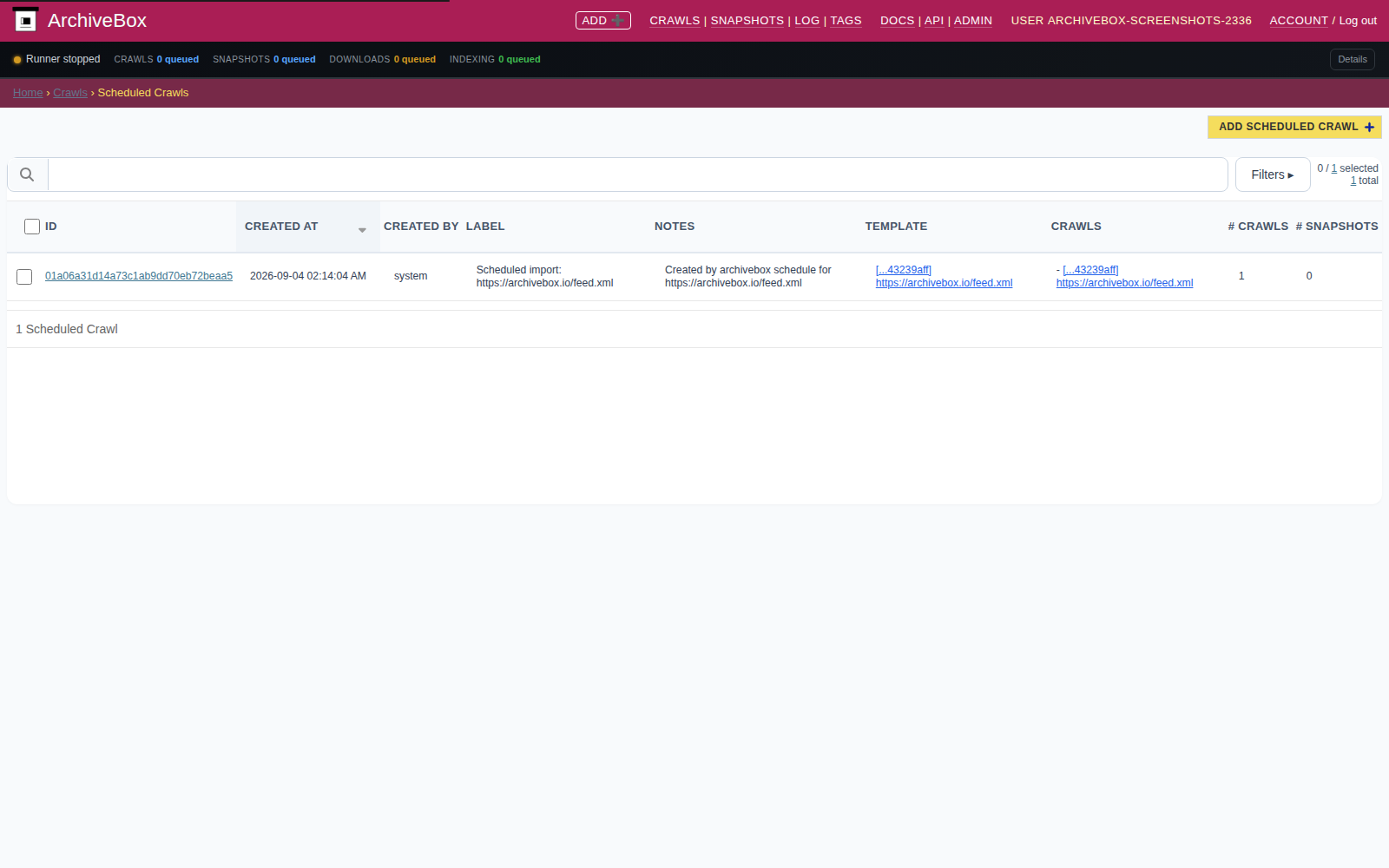 Crawl schedules — desktop