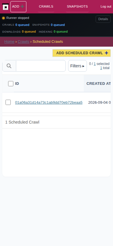 Crawl schedules — mobile
