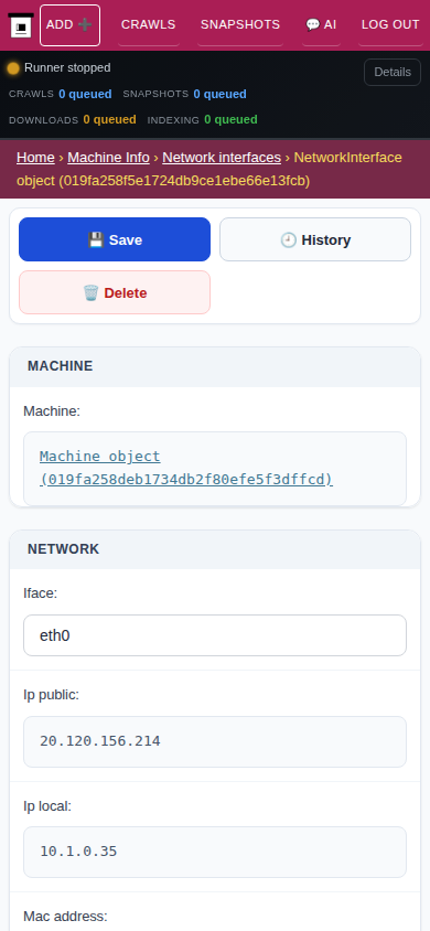 Network interface detail — mobile