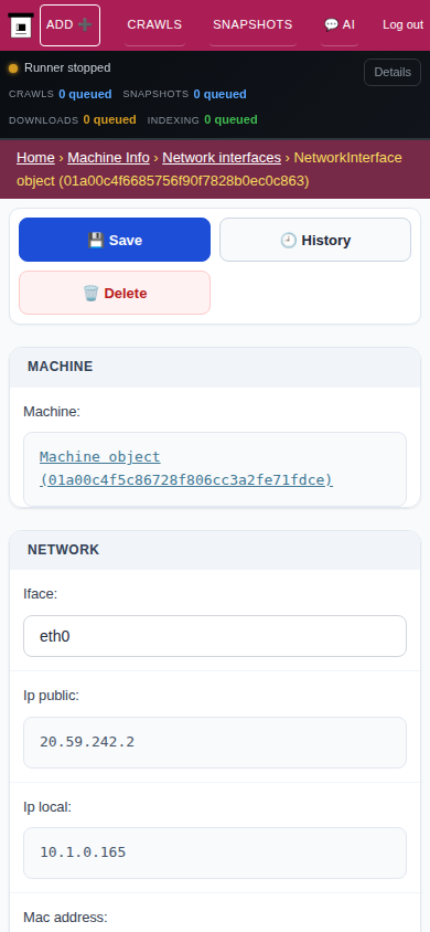 Network interface detail — mobile