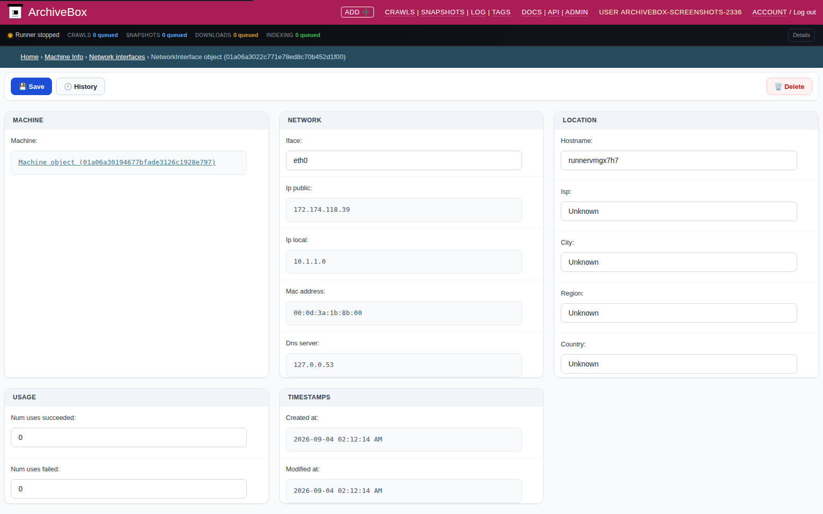 Network interface detail — desktop