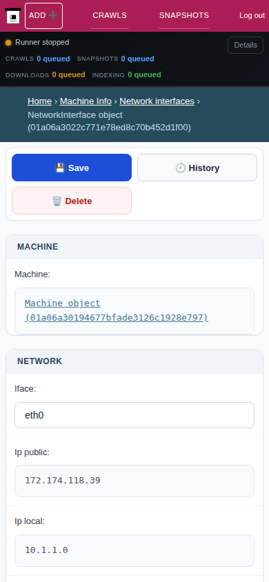 Network interface detail — mobile