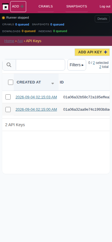API tokens — mobile