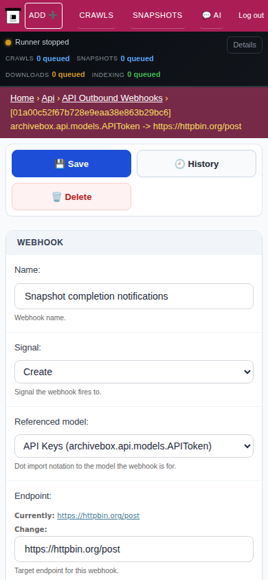 Webhook detail — mobile