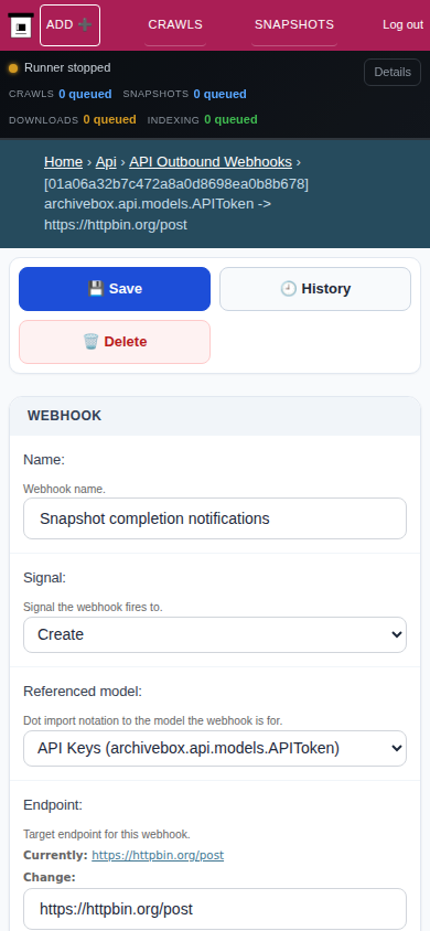 Webhook detail — mobile