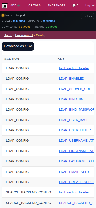 Configuration — mobile