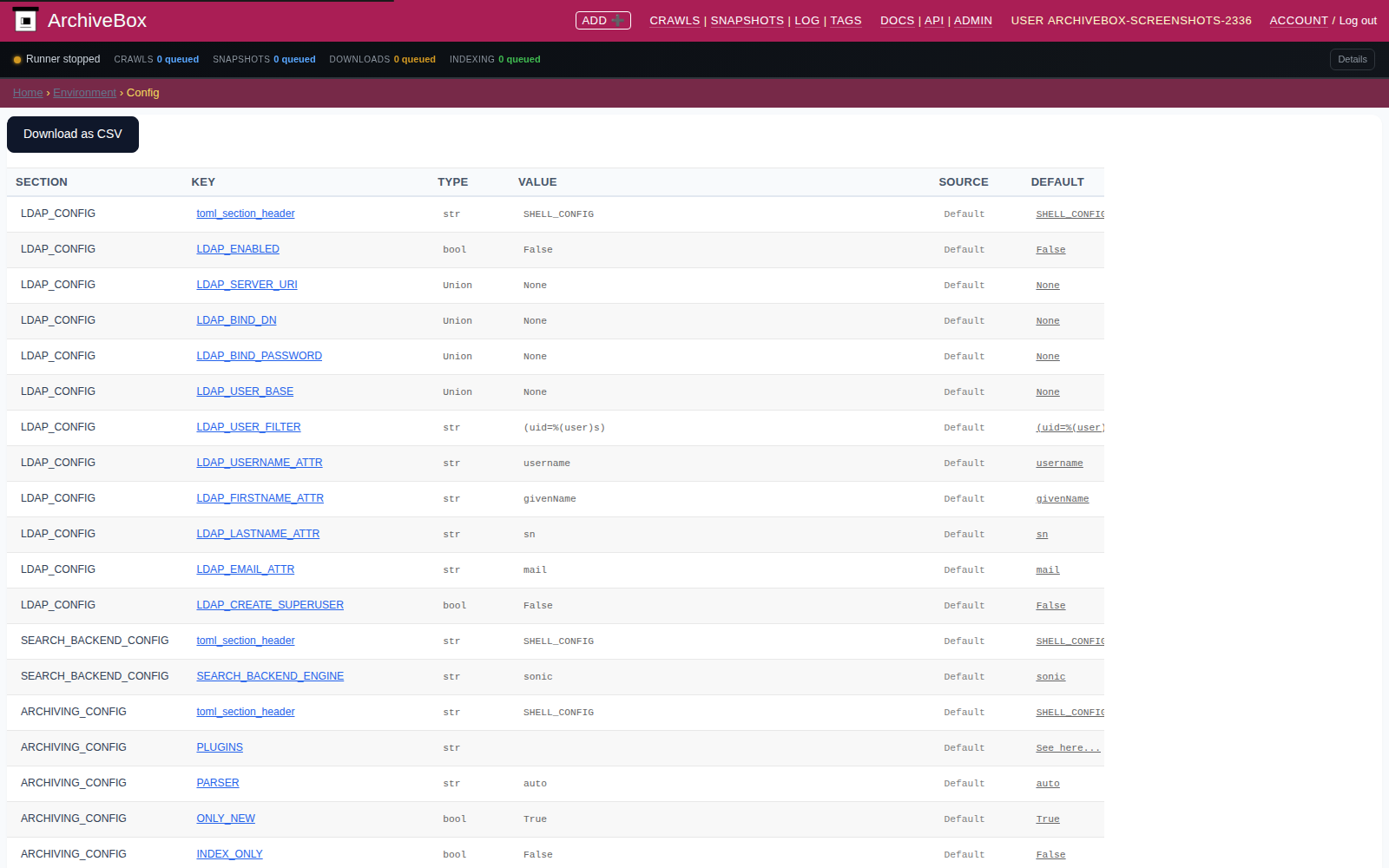 Configuration — desktop