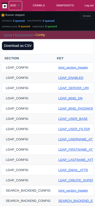Configuration — mobile