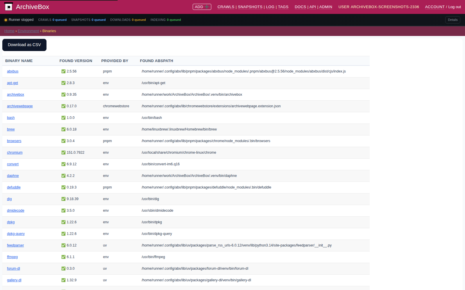 Dependencies — desktop