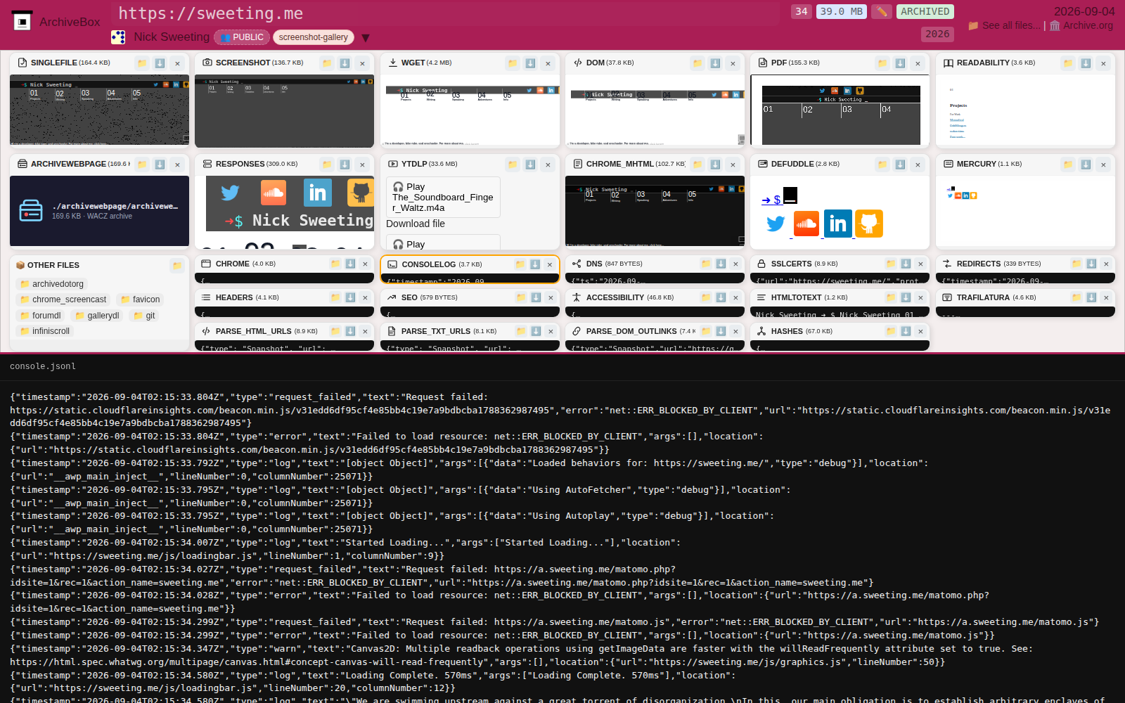 Snapshot View (consolelog) — desktop