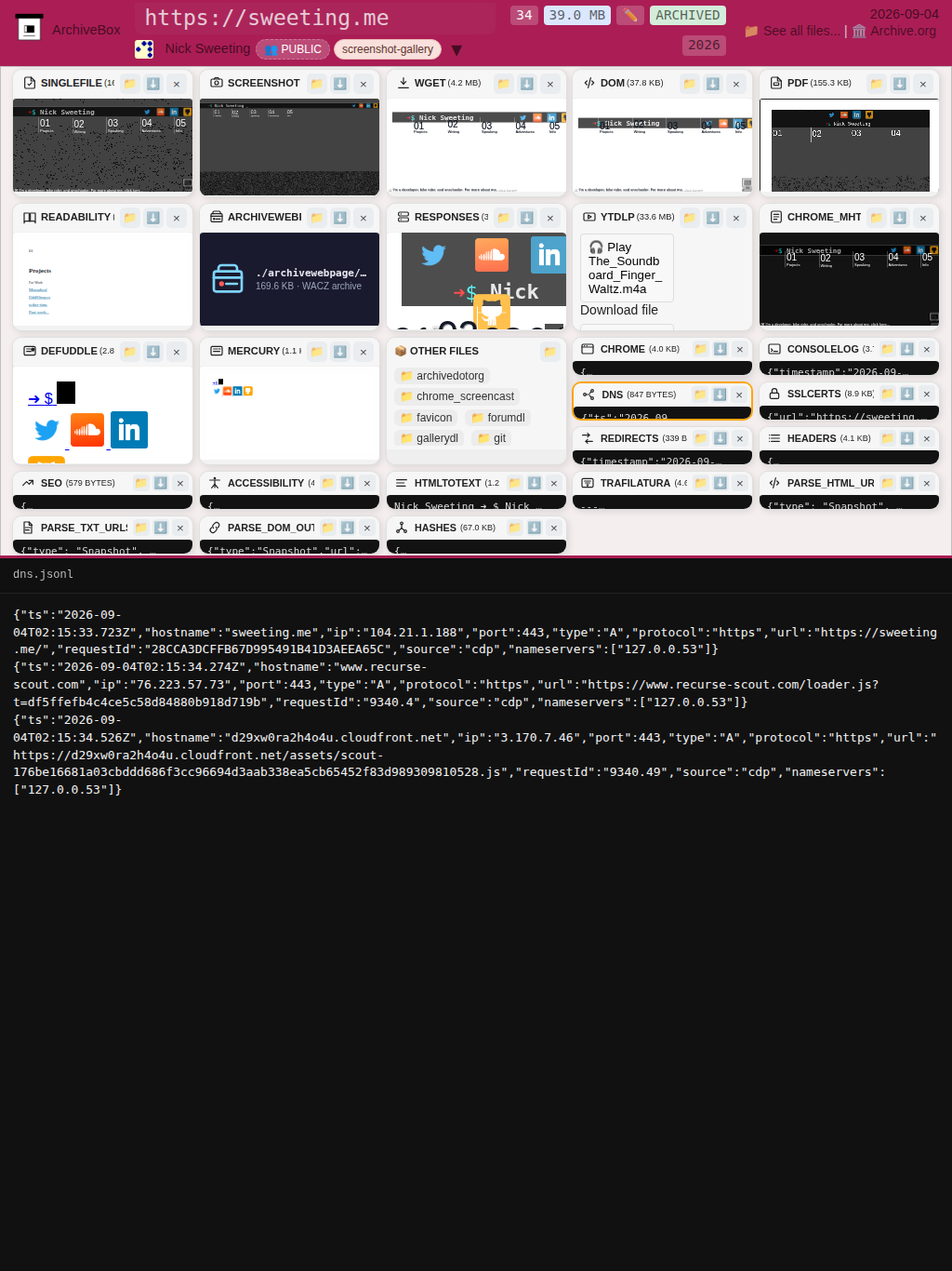 Snapshot View (dns) — tablet