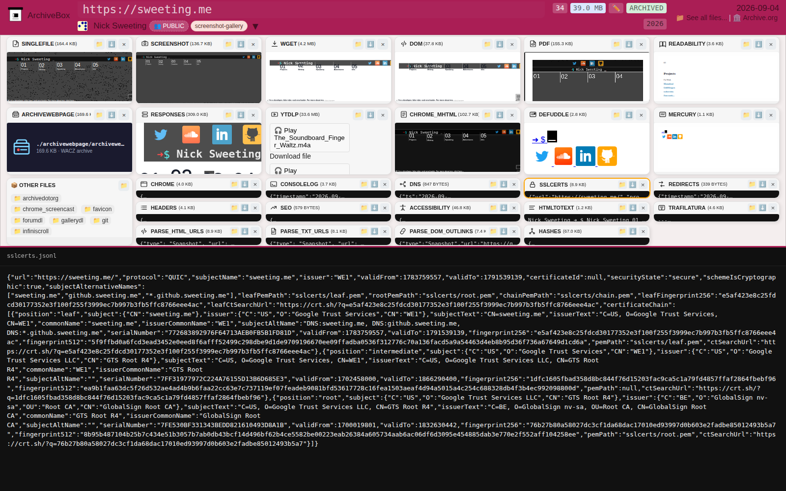 Snapshot View (sslcerts) — desktop
