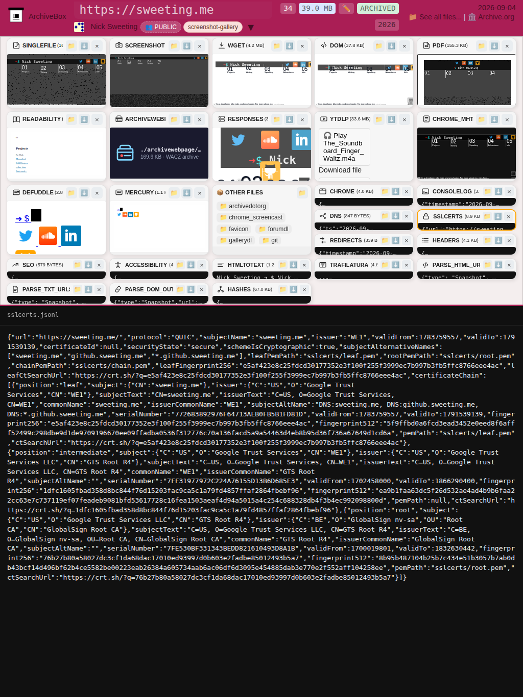 Snapshot View (sslcerts) — tablet