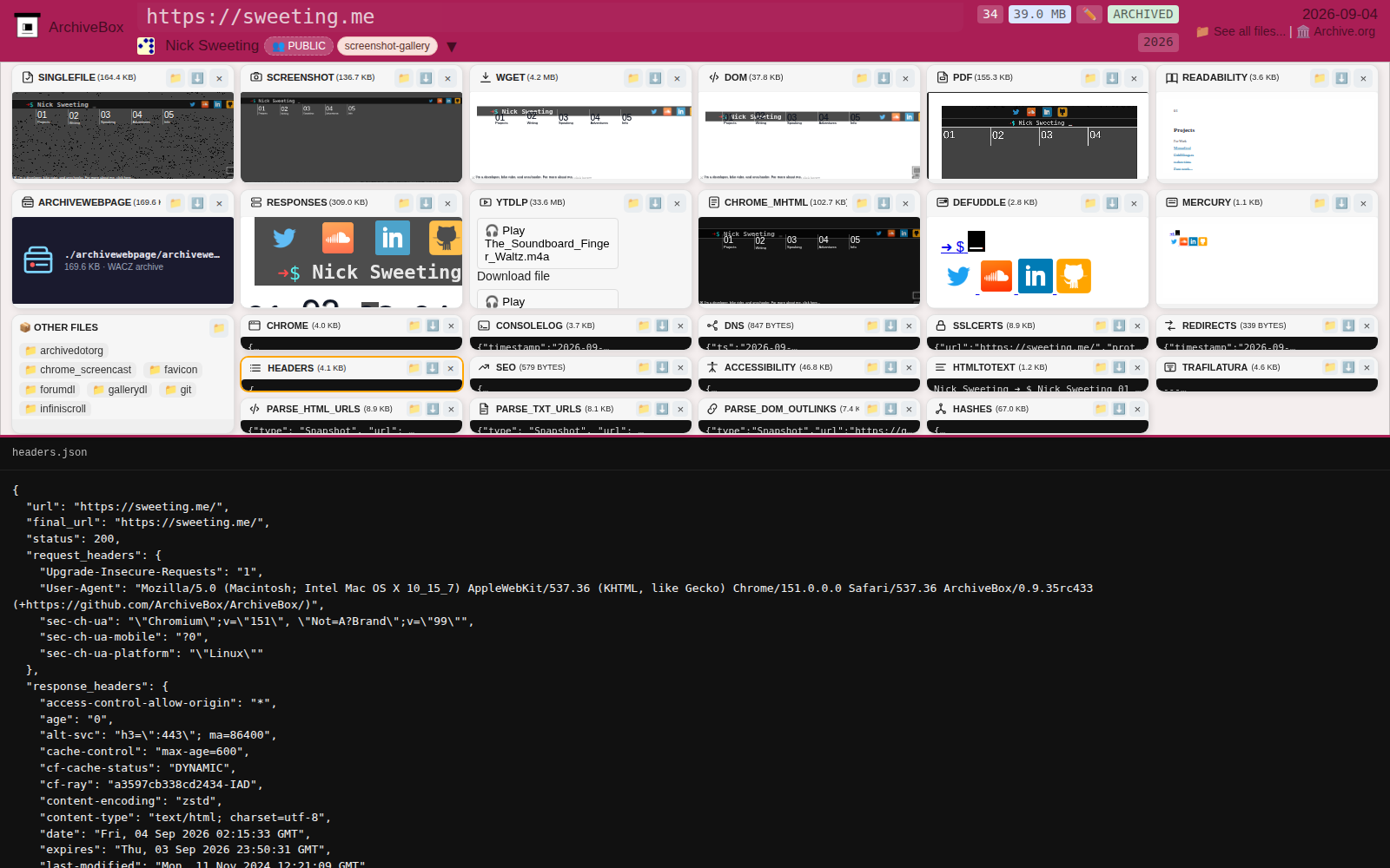 Snapshot View (headers) — desktop