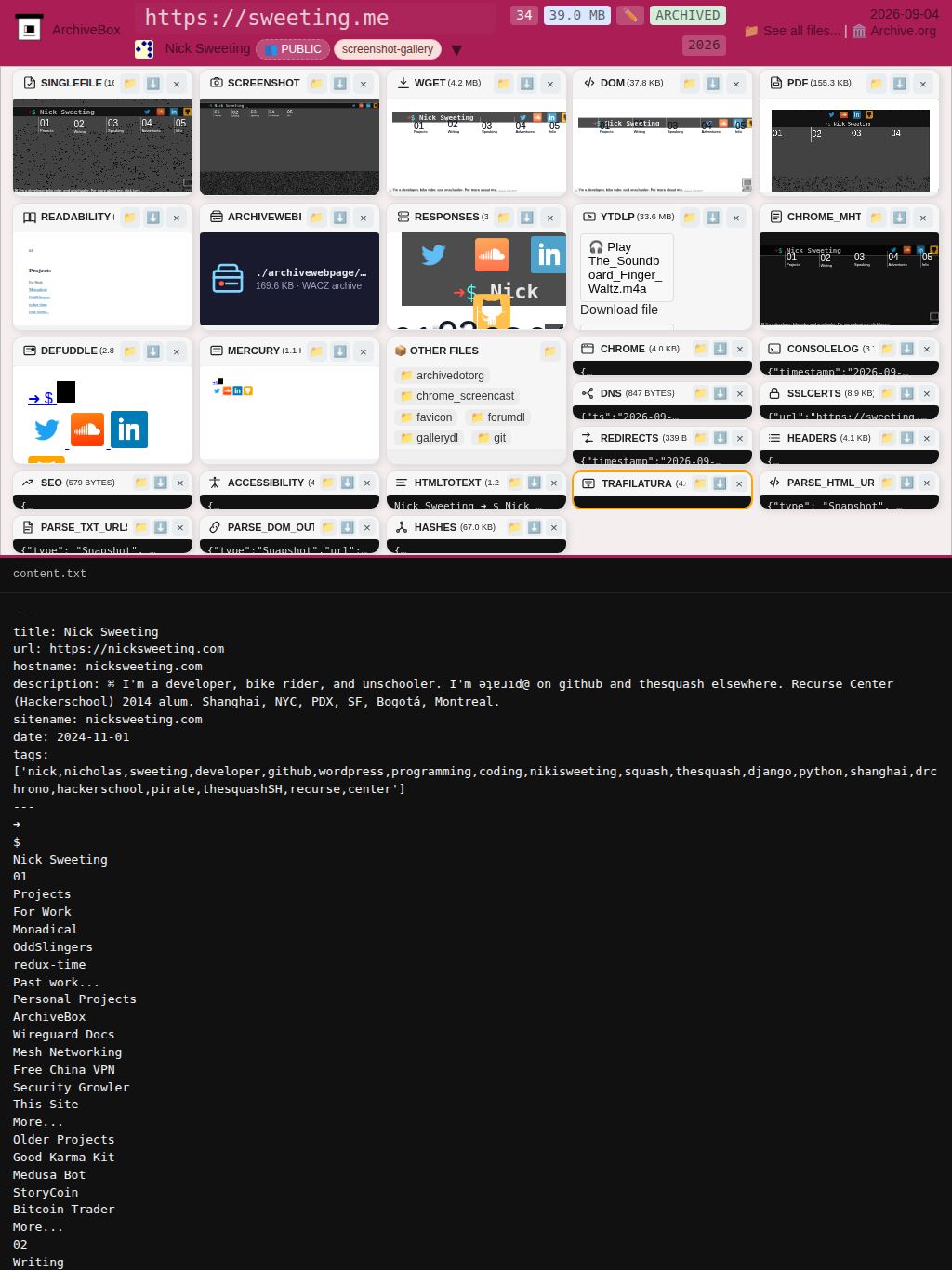 Snapshot View (trafilatura) — tablet