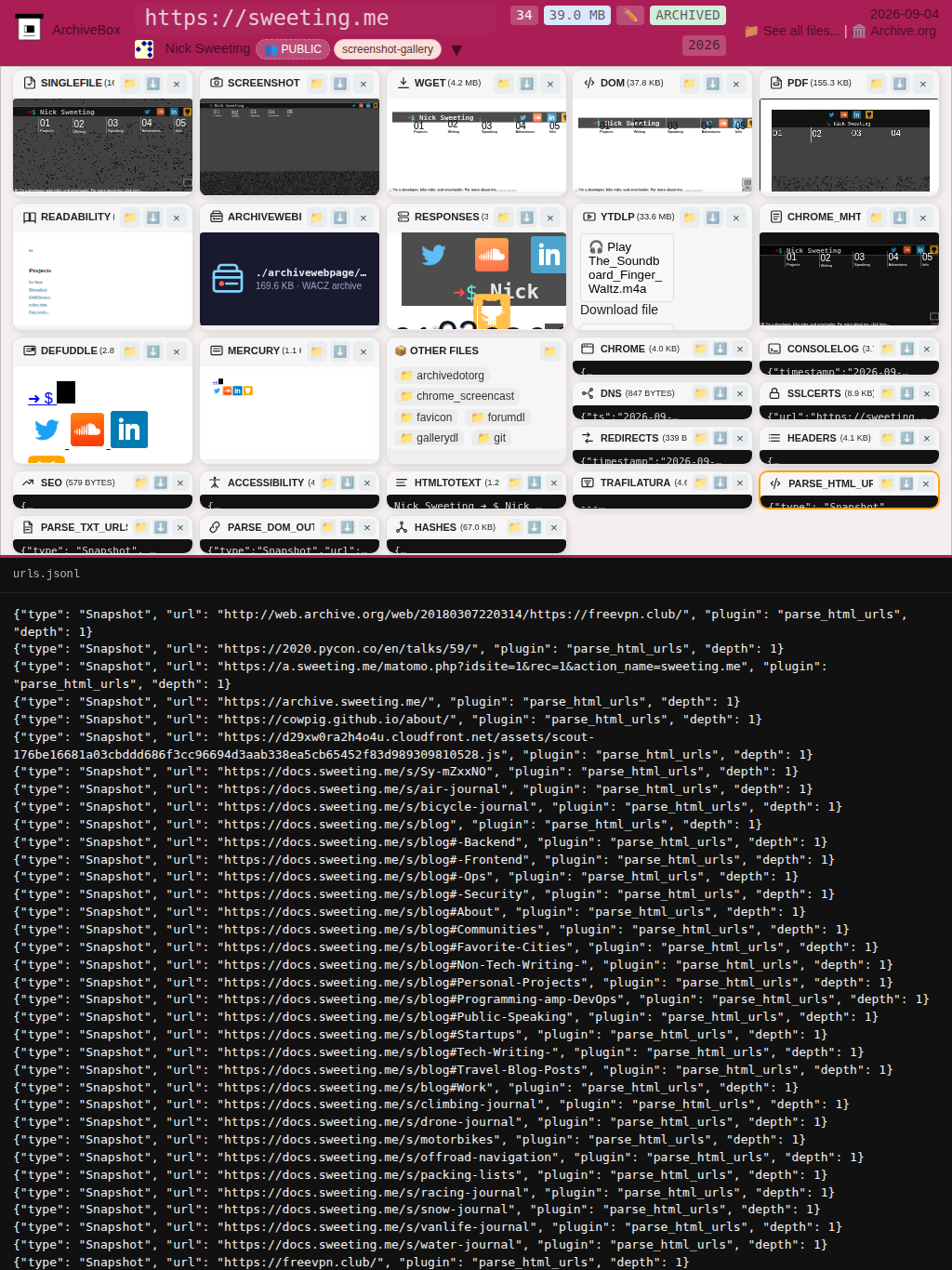 Snapshot View (parse_html_urls) — tablet