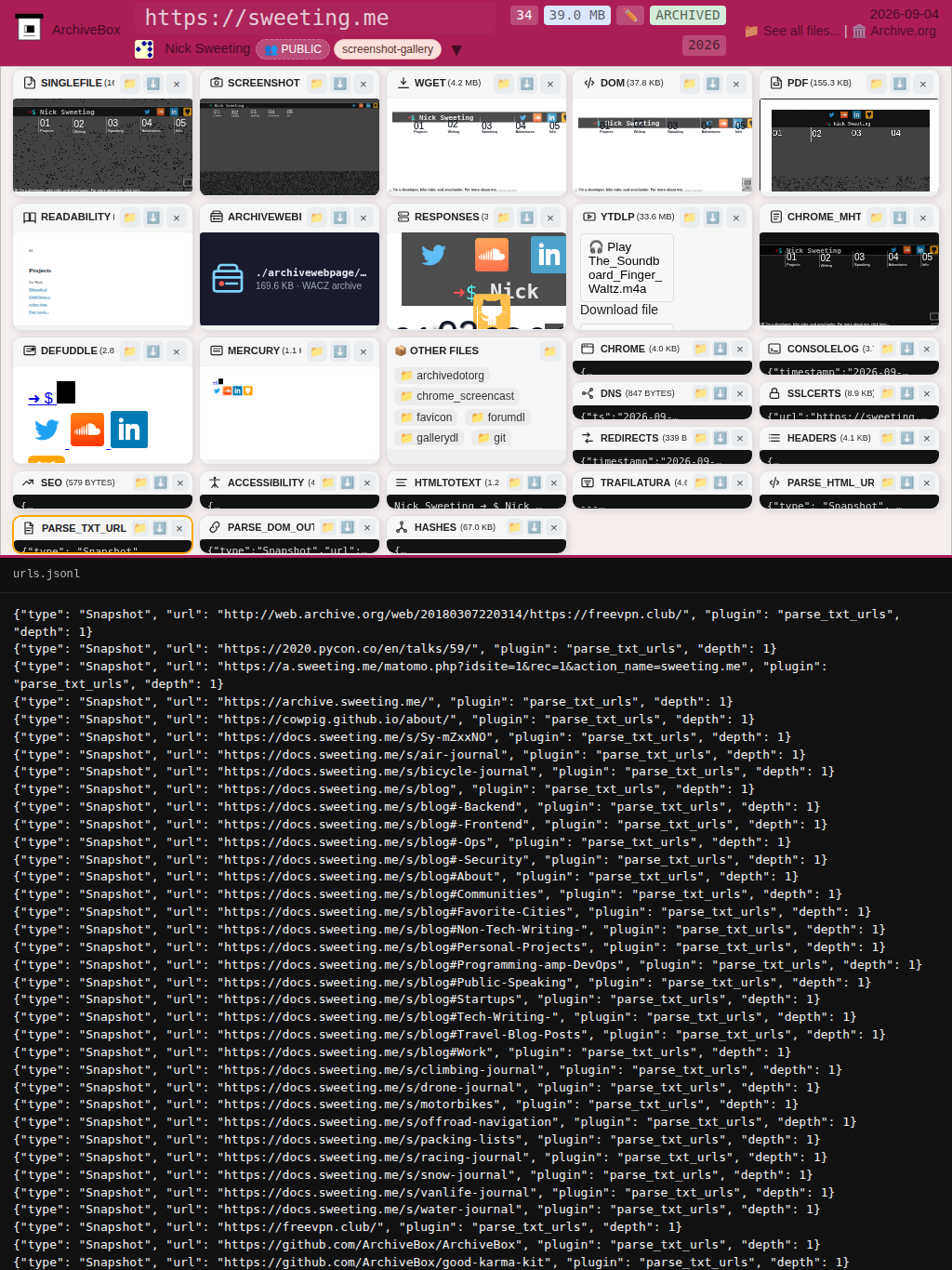 Snapshot View (parse_txt_urls) — tablet