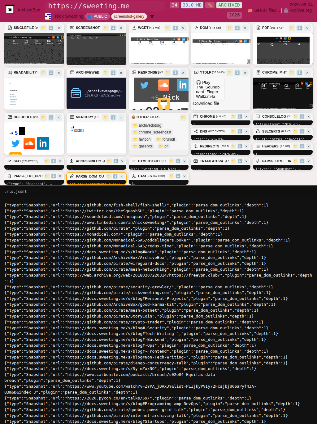 Snapshot View (parse_dom_outlinks) — tablet