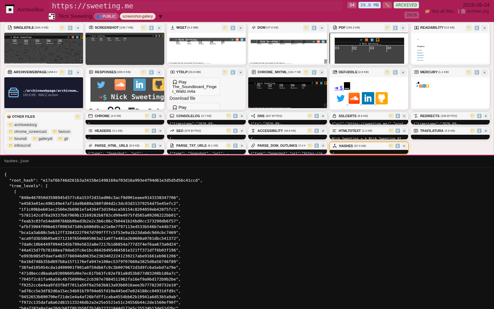 Snapshot View (hashes) — desktop