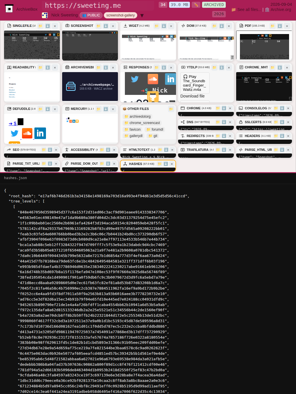 Snapshot View (hashes) — tablet