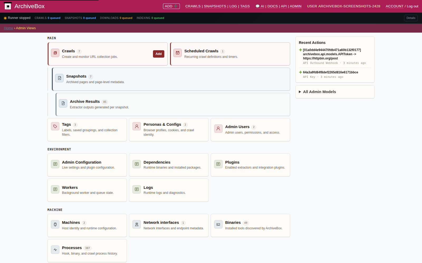 Admin dashboard — desktop