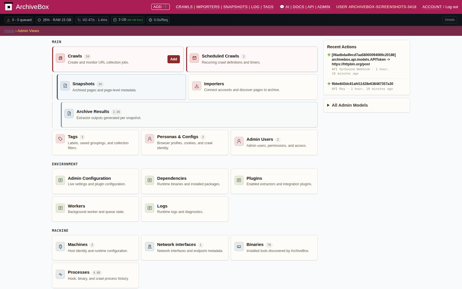Admin dashboard — desktop