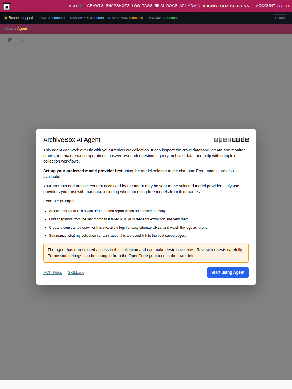 AI agent — tablet