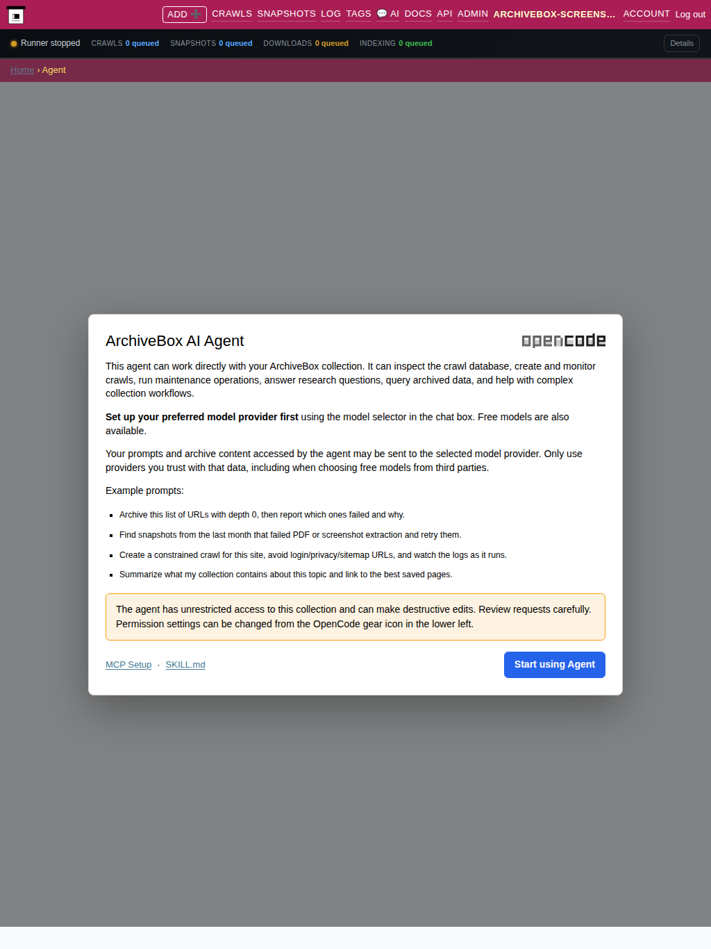 AI agent — tablet
