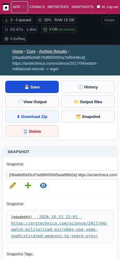 Archive result detail — mobile