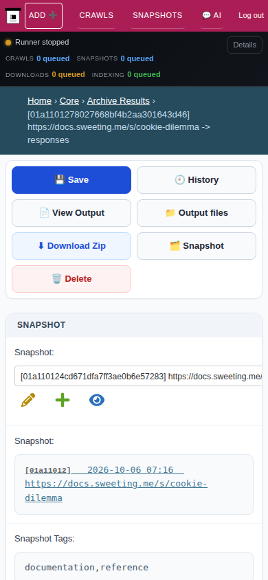 Archive result detail — mobile