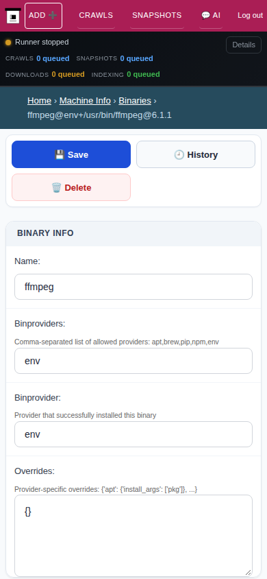 Binary detail — mobile