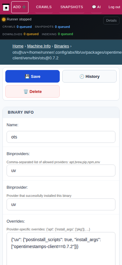 Binary detail — mobile