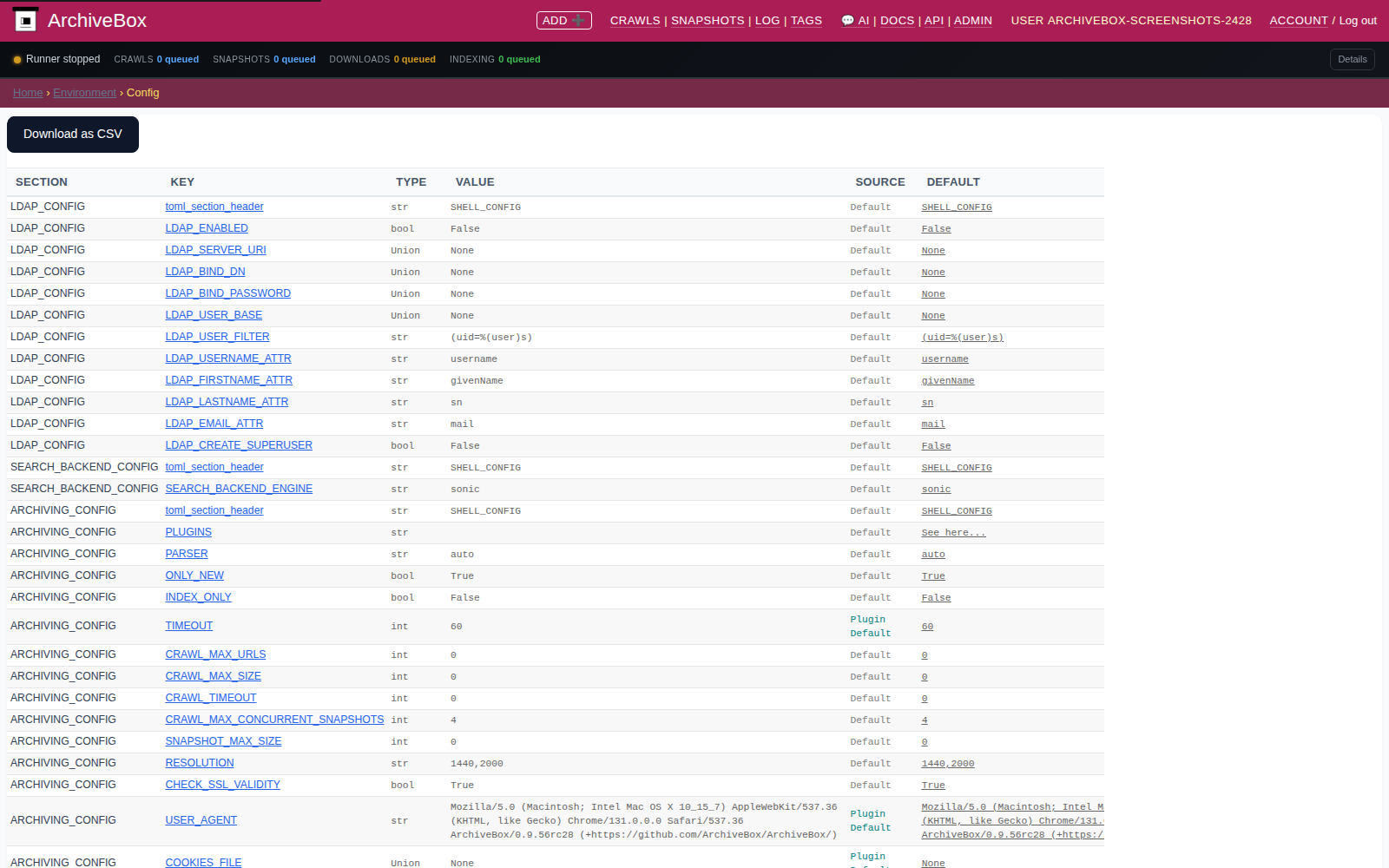 Configuration — desktop