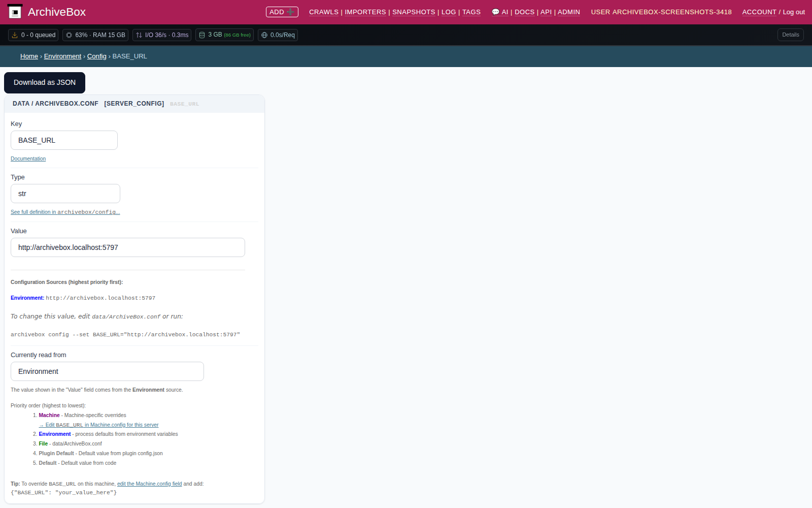 Configuration detail — desktop
